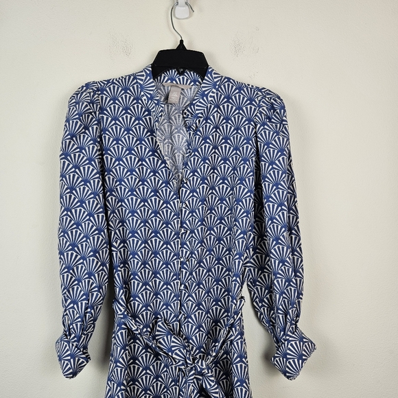 H&M A-line Dress Blue/patterned Size XS baloon Sleeve - Picture 5 of 9